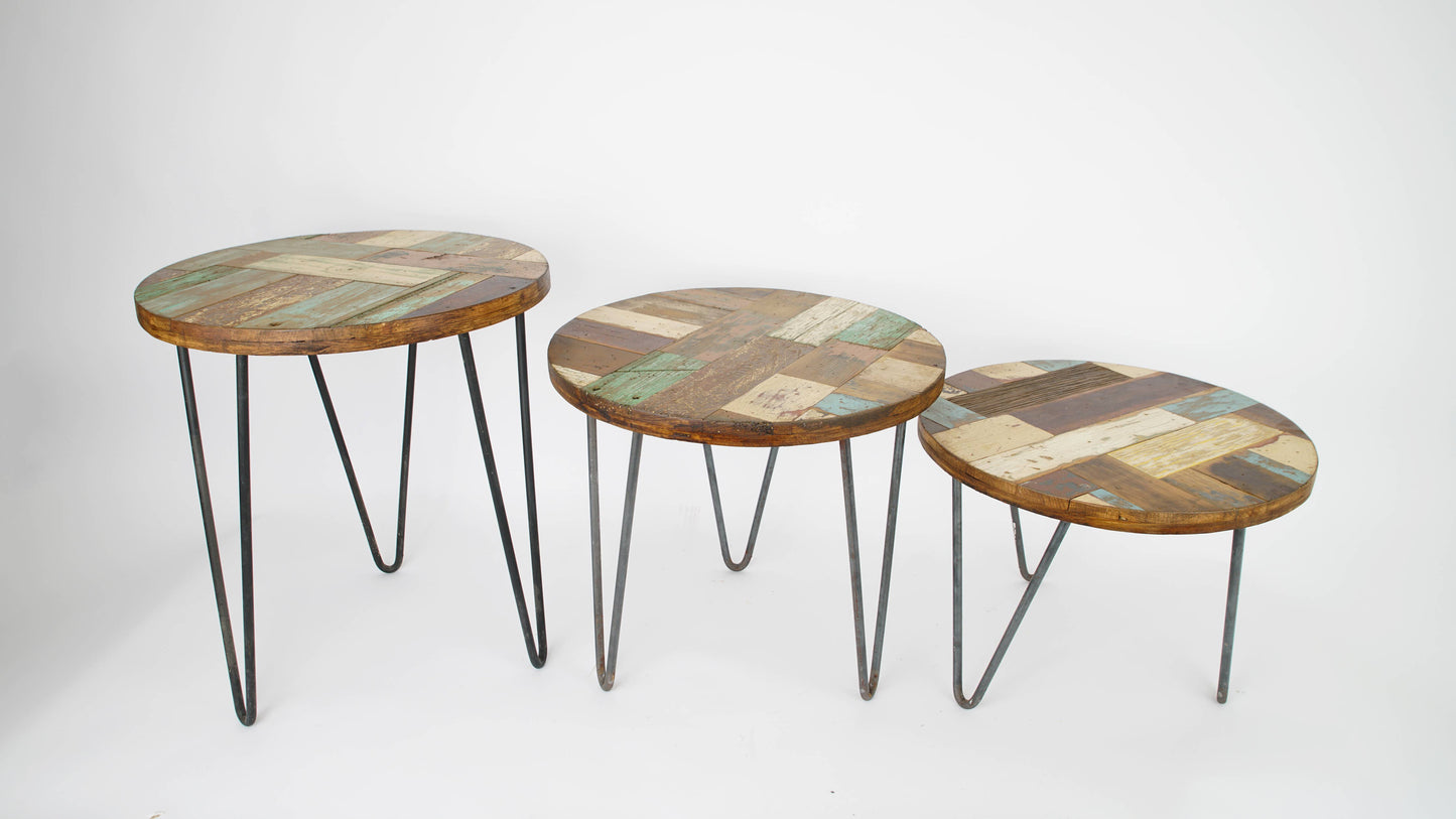San Miguel Reclaimed Iron and Wood Round Side Table