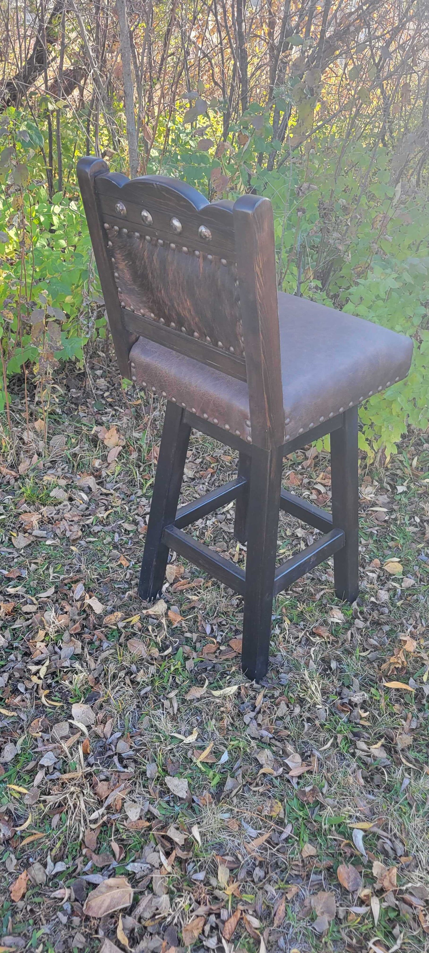 Prescott Cowhide Barstool - Dark