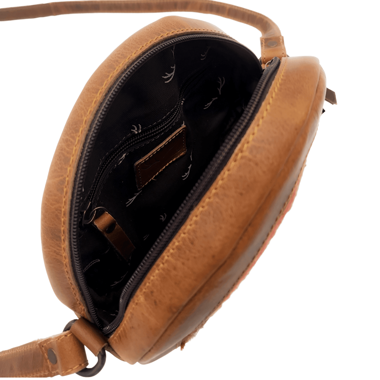 Cowhide Saddle Canteen Crossbody Purse