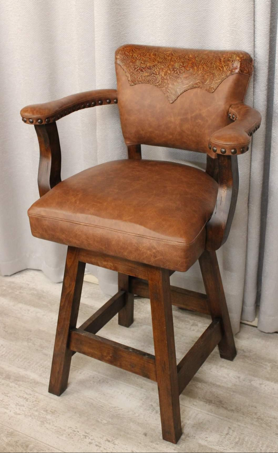 Saddleman Tooled Leather Barstool
