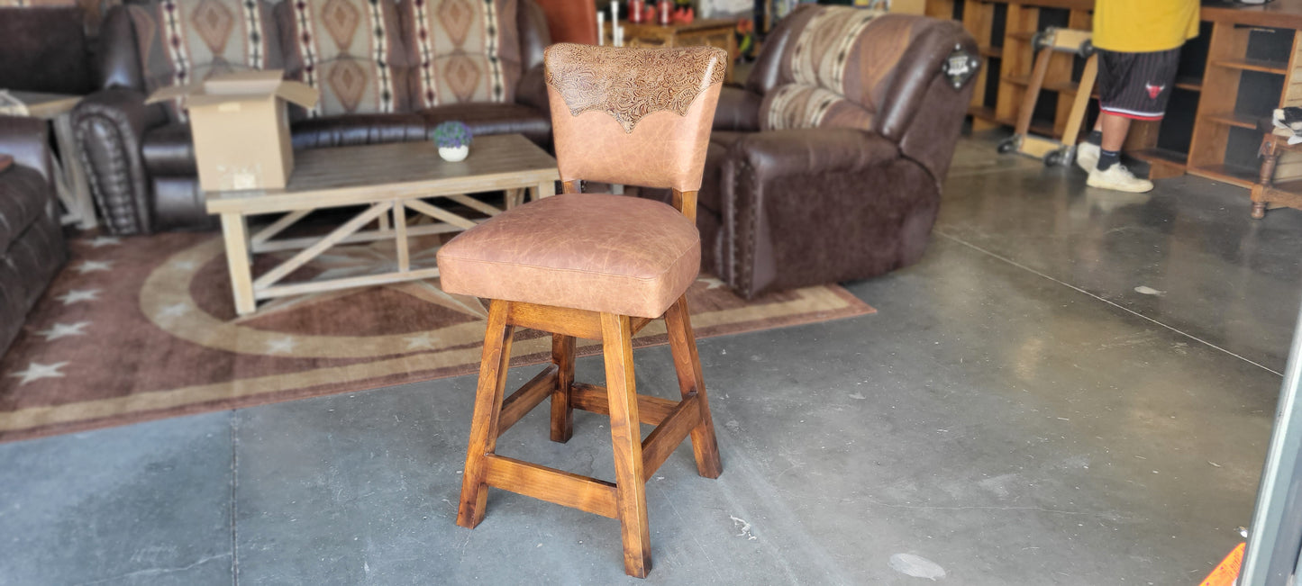Saddleman Tooled Leather Barstool