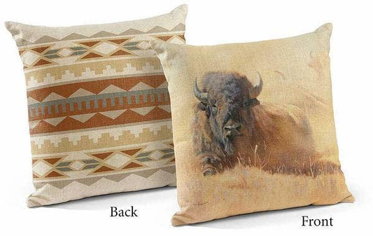 Resting Bison Pillow