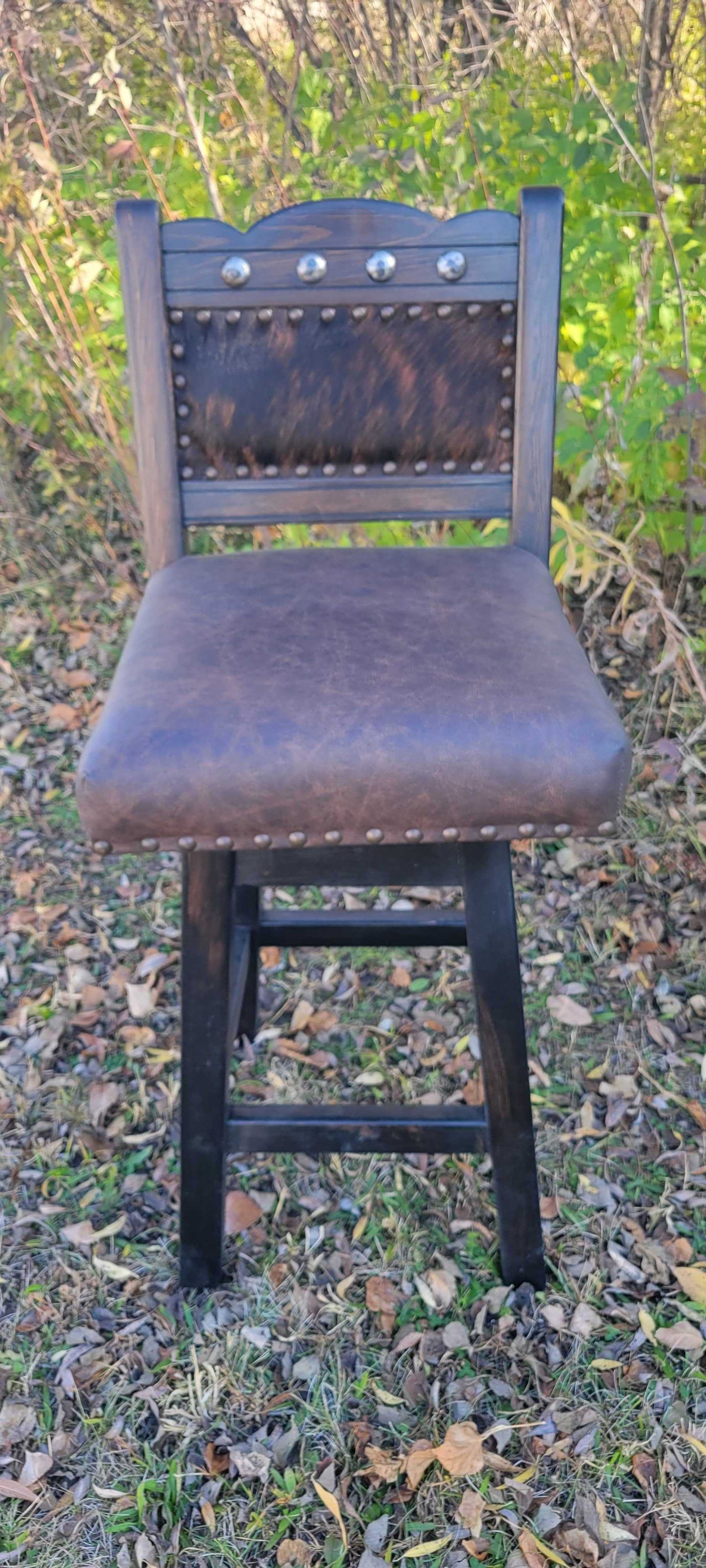 Prescott Cowhide Barstool - Dark