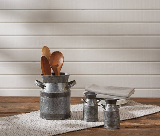 Galvanized Milk Can Utensil Crock