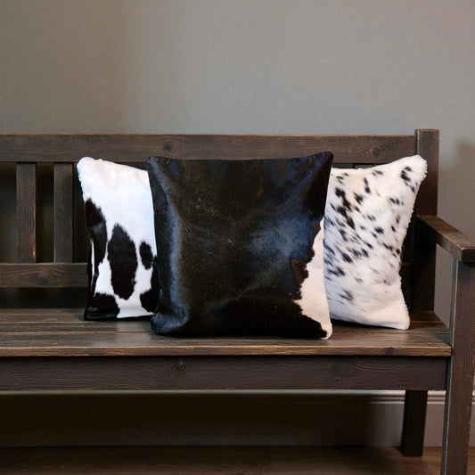 Black/White Genuine Cowhide Pillow Covers