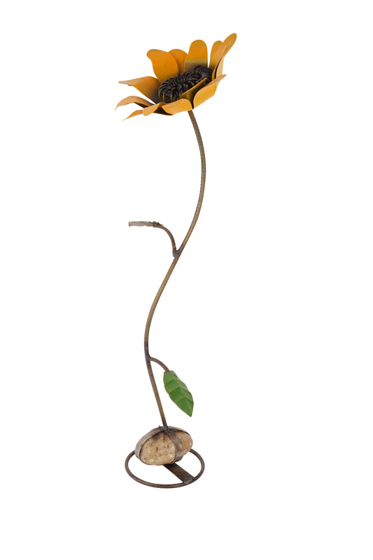Metal Sunflower on a Rock- Large