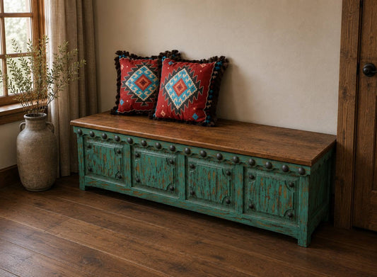 La Quinta Turquoise Blanket Chest