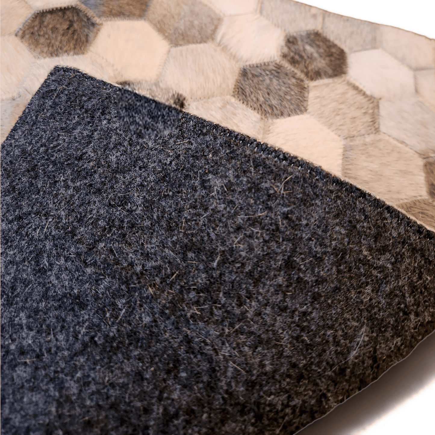Hexagon Pattern Genuine Cowhide Rug - 21" X 36"