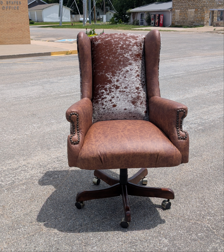 Western Hide Wingback Office Chair