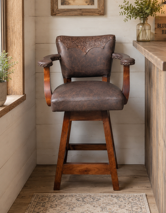 Sierra Canyon Tooled Leather Barstool