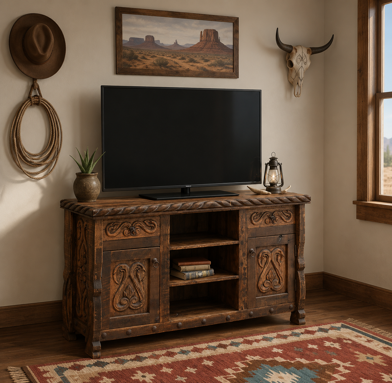 Swan Scrolls TV Media/Console