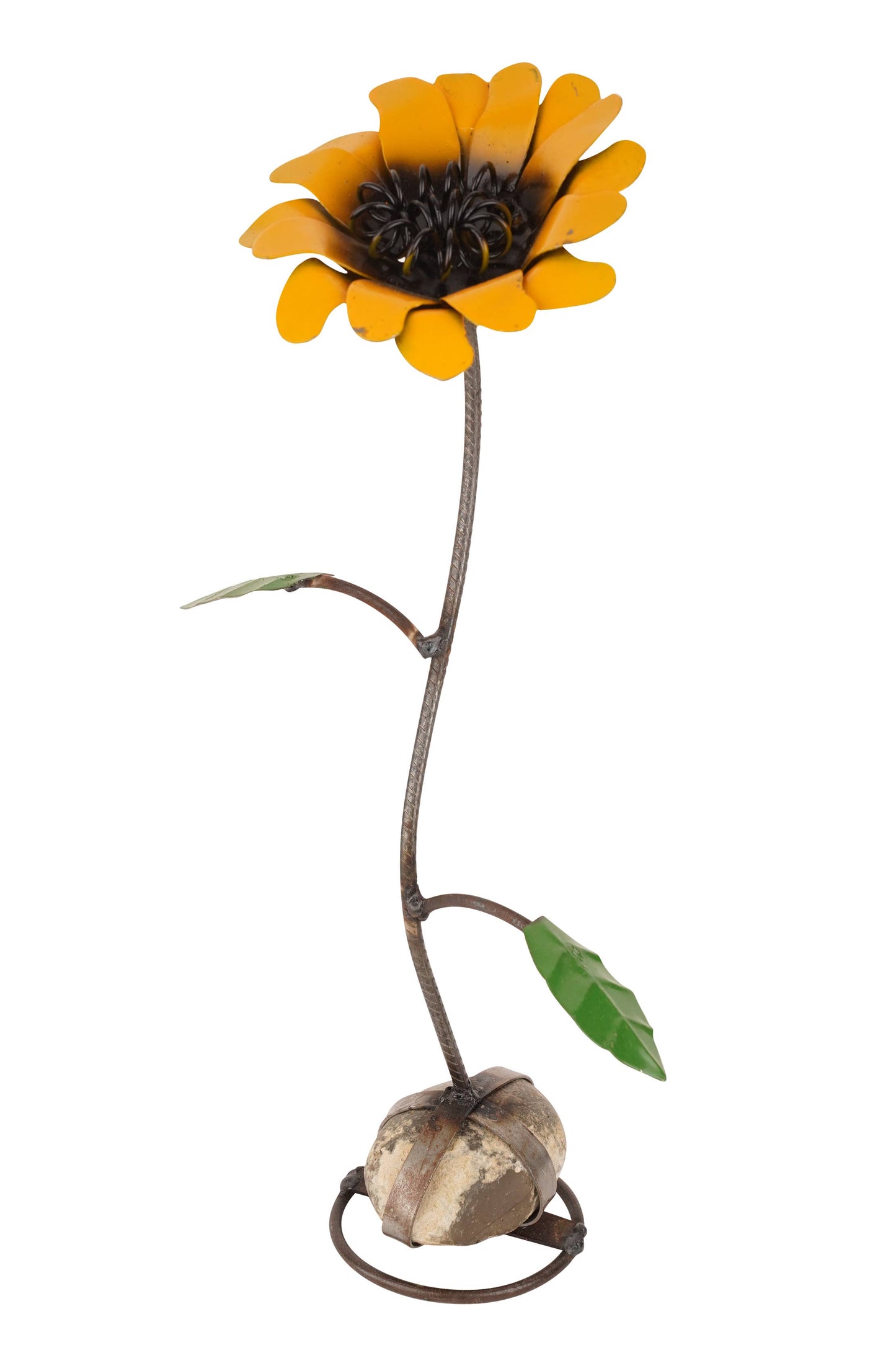Metal Sunflower on a Rock- Medium