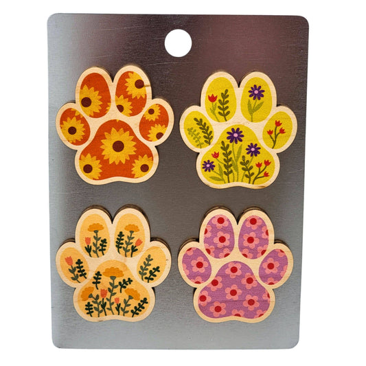 Flower Dog Paw Print Magnet Set