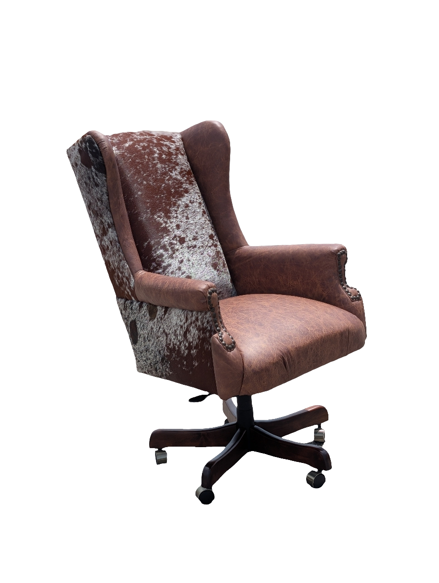 Western Hide Wingback Office Chair
