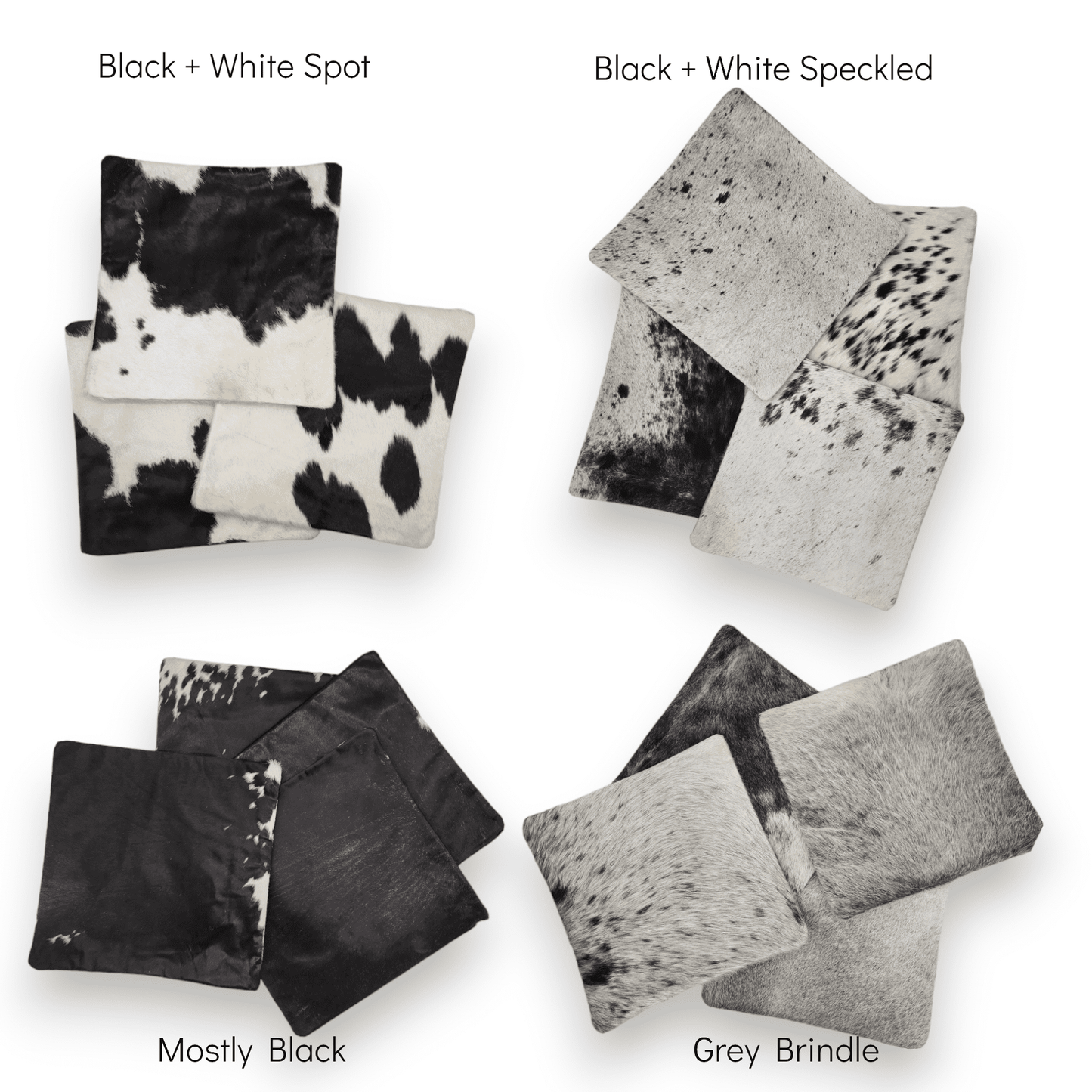 Black/White Genuine Cowhide Pillow Covers
