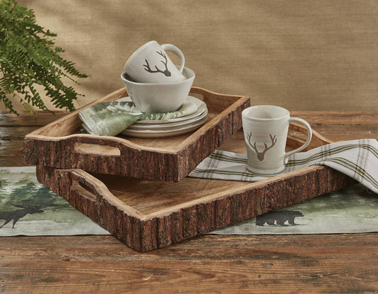 Wood with Bark Edge Trays