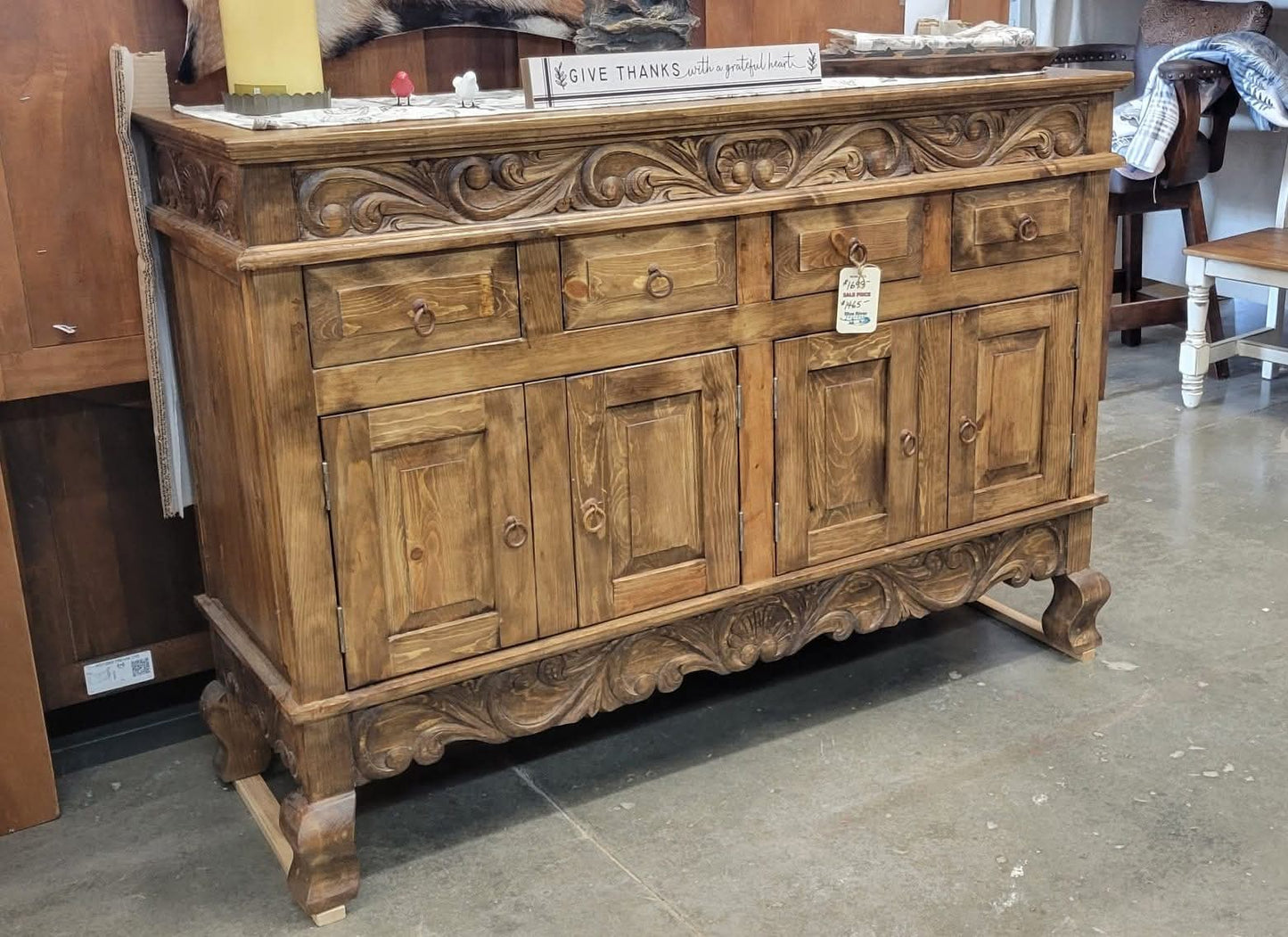 French Scroll Reclaimed Wood Buffet