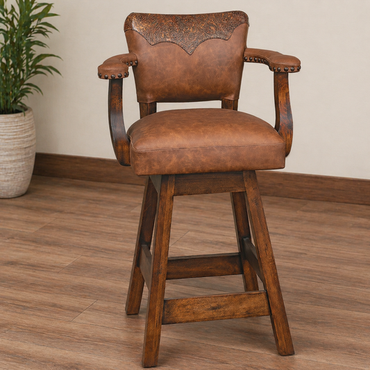 Saddleman Tooled Leather Barstool