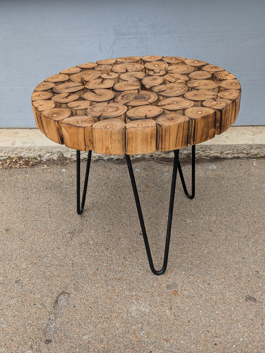 Wooden Log End Table