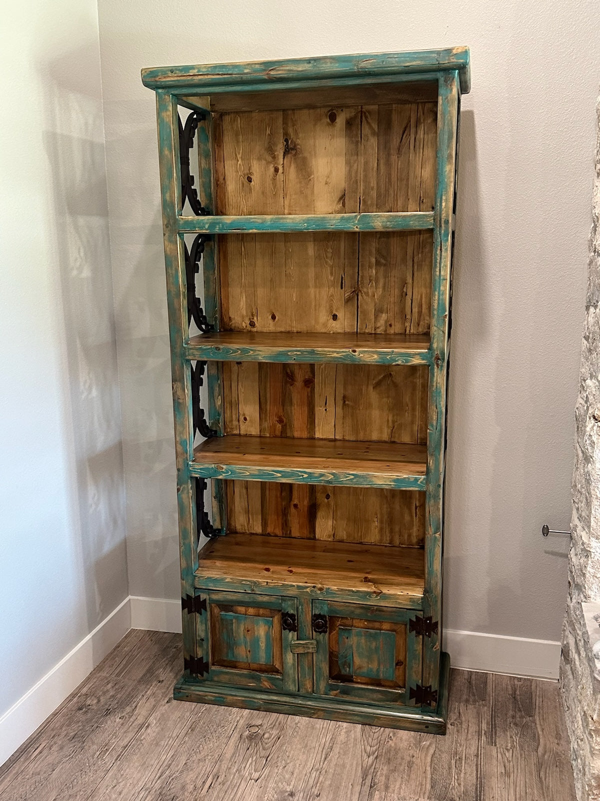 Scrolled Turquoise Bookshelf