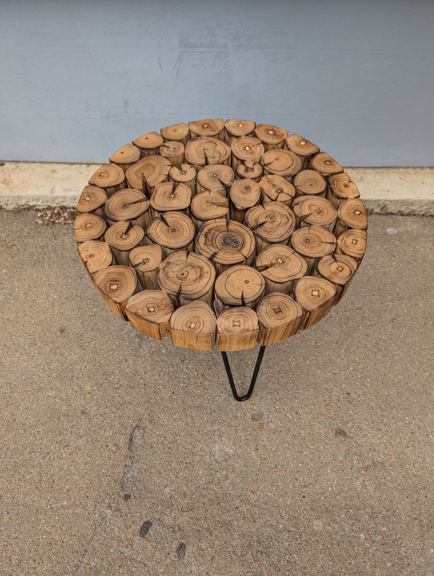 Wooden Log End Table