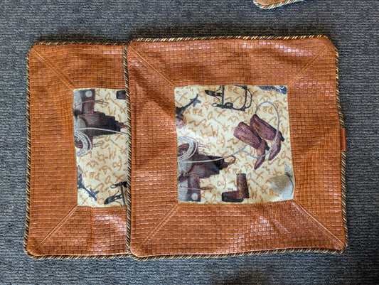 Vintage Leather Pillow Covers