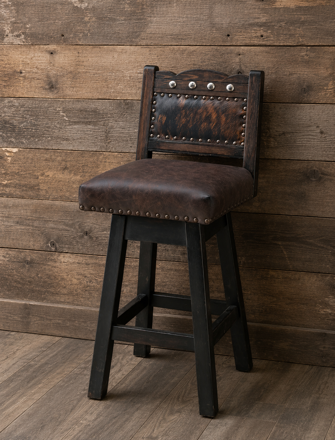 Prescott Cowhide Barstool - Dark