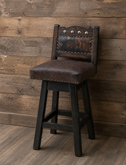 Prescott Cowhide Barstool - Dark