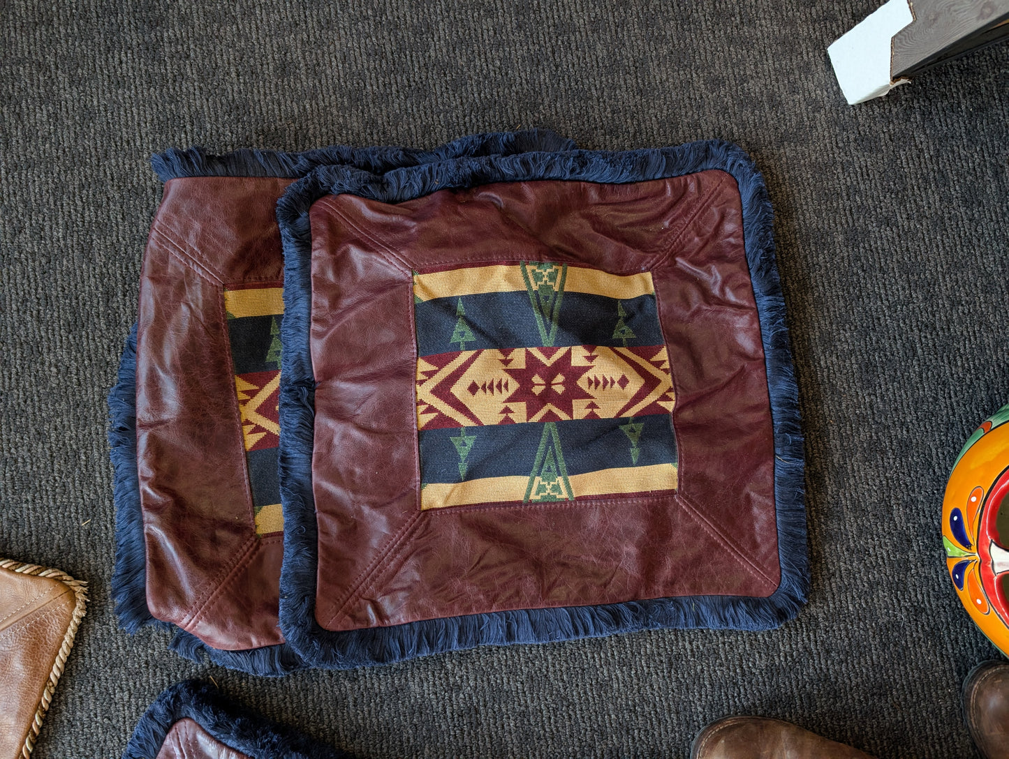 Vintage Leather Pillow Covers