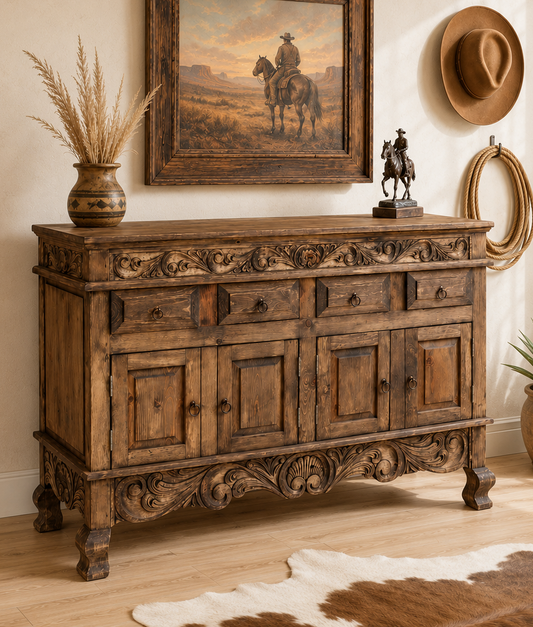French Scroll Reclaimed Wood Buffet