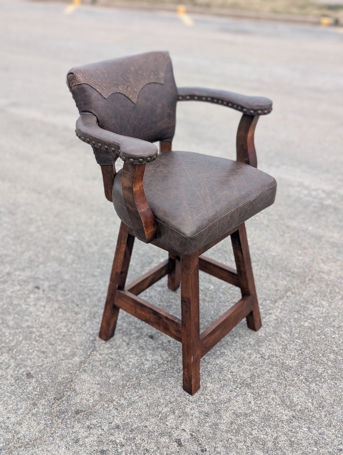 Sierra Canyon Tooled Leather Barstool - IS