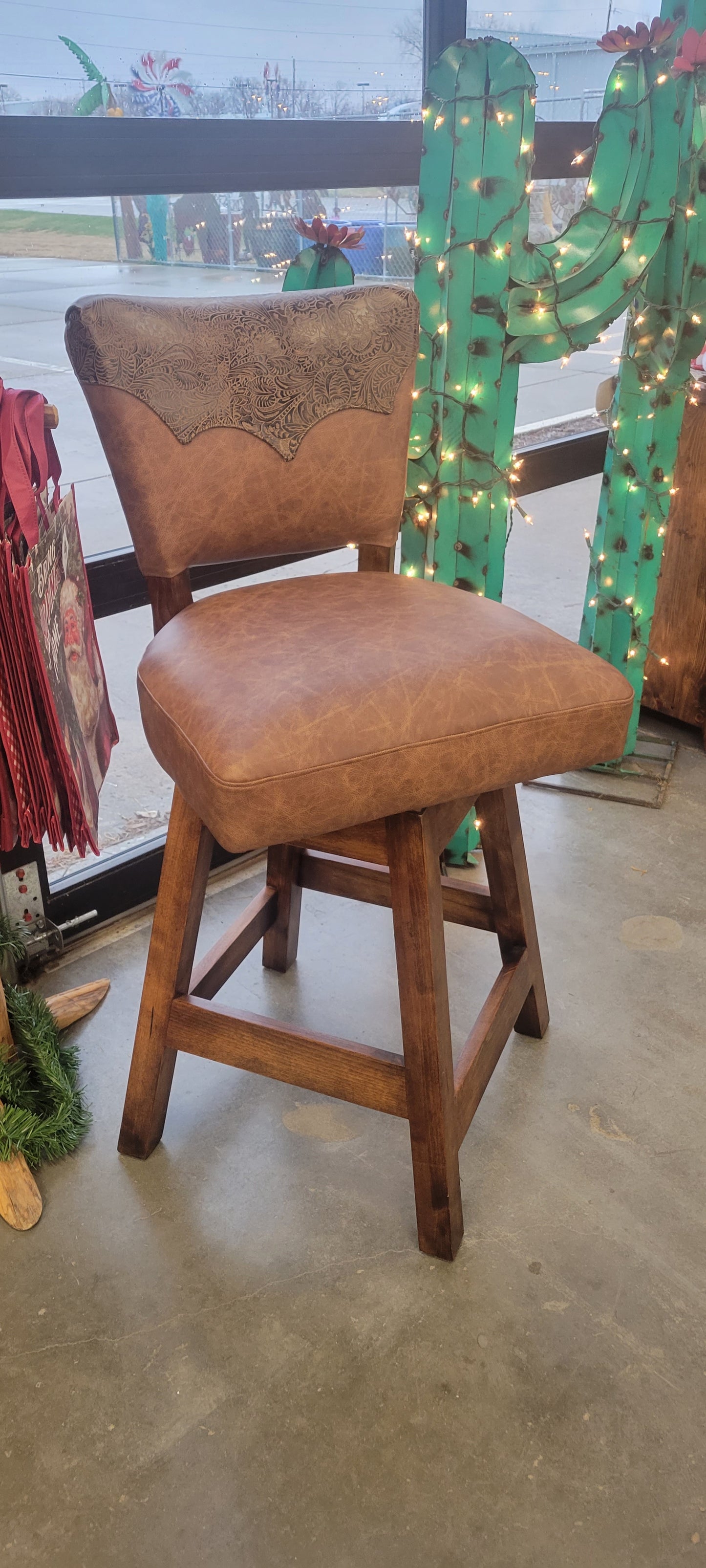 Saddleman Tooled Leather Barstool